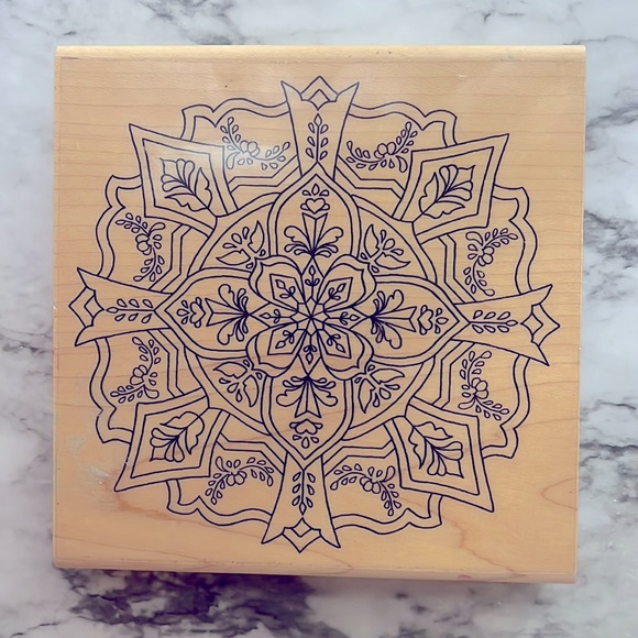 Holly Berry House Large Rubber Wooden Handmade Square Design Craft Stamp - Picture 1 of 5